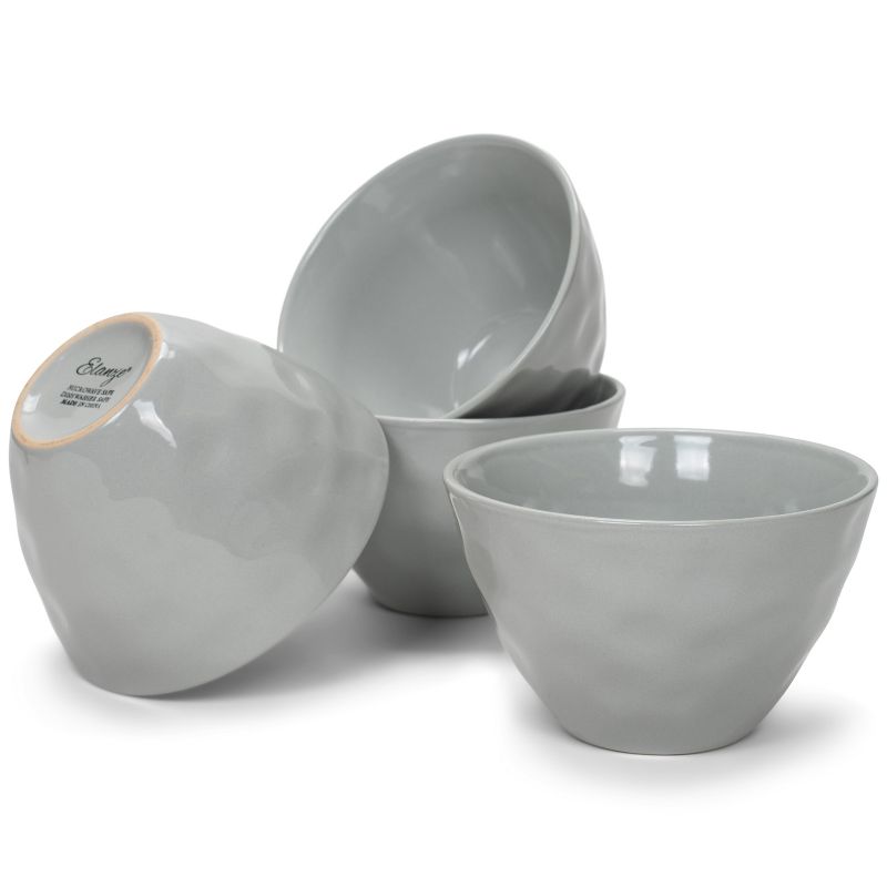 Elanze Designs Dimpled Ceramic 5.5 inch Contemporary Serving Bowls Set of 4, Cool Grey, 4 of 7