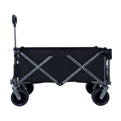 FURNIinspire Wheelbarrows And Lawn Carts Collapsible Folding Wagon, Foldable Beach Wagon, Garden Cart, Yard Cart, Black, 49.02"*22.05"*35.04"