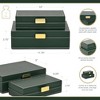 Cheung's Lithos Vintage Rectangular Style Set of 2 Boxes with Stitched Accents & Gold Handles - Green - 2 of 4