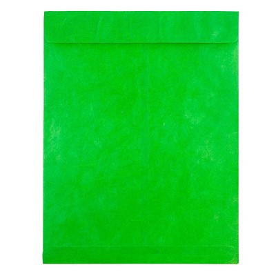 JAM Paper 10 x 13 Tyvek Tear-Proof Open End Catalog Envelopes Lime Green V021381