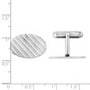 Black Bow Jewelry Rhodium Plated Sterling Silver Diagonal Stripe Oval Cuff Links 20x13mm - 2 of 3