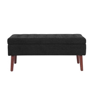 TiramisuBest 43.3" Brown PU Leather Storage Bench Ottoman for Bedroom, Entryway & Foot of Bed - 1 of 4