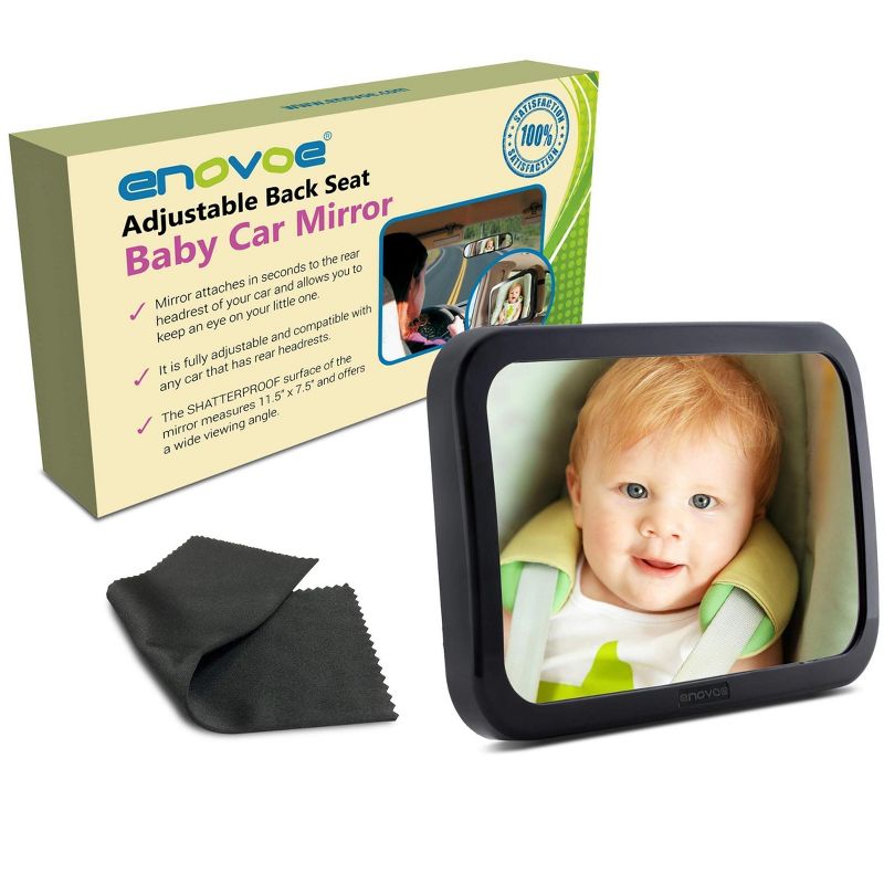 Enovoe Baby Car Mirror with Cleaning Cloth and 360 Swivel Rear Facing Car Seats, 3 of 9