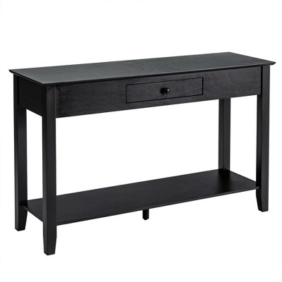 Costway Console Table with Drawer Shelf 2 Tier Sofa Side Accent Table Black