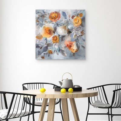 30" x 30" Golden Yellow Floral Canvas Art Print