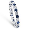 Pompeii3 1 cttw Blue Sapphire Diamond Wedding Eternity Ring 10k White Gold - Size 6 - 2 of 4