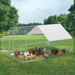 Metal Chicken Coop, 9.8x6.5x6.5 Ft Spire-Roof Poultry Cage with Waterproof and Anti-Ultraviolet Cover for Outside, for Backyard Farm Garden - 1 of 4
