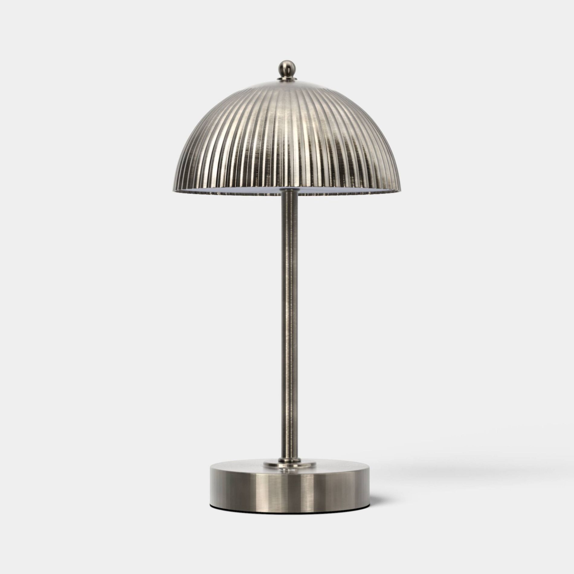 Double Metal Portable Table Lamp Brushed Silver Finish (Includes LED Light Bulb) - Threshold™