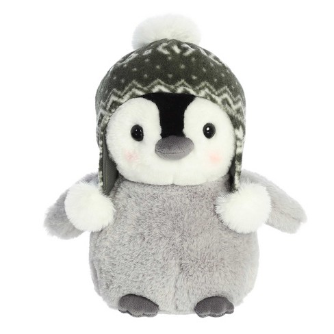 Aurora - Small Gray Pompom Penguin - 8 Holiday Donut - Festive Stuffed Animal