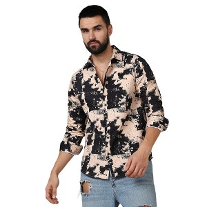 Campus Sutra Men Men's Beige & Black Paint Strokes Shirt - 1 of 3
