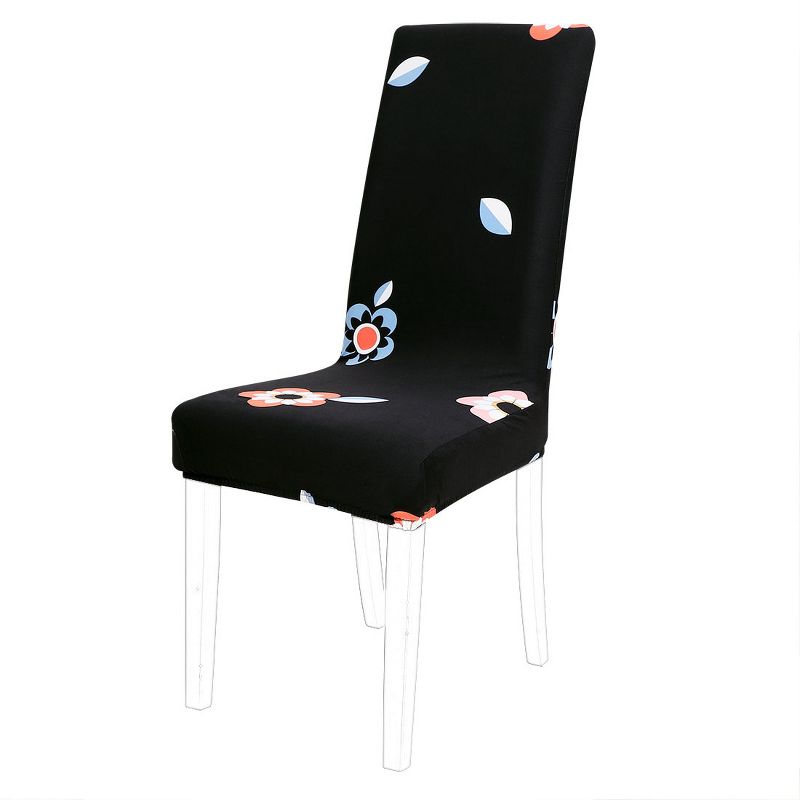 PiccoCasa Stretch Spandex Short Dining Chair Cover Black 20"x20" 1 Pc, 1 of 8