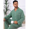 INSPIRE CHIC Men's 2 Pieces Long Sleeve Solid Color Button Down Casual Pajamas Set - 4 of 4