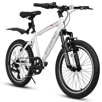 Infurnic Bicycles 20 inch kids bike shock absorber front plug 7 speed lever transmission and fender Universal for boys and girls, White, 55*23*32