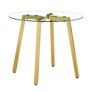 NicBex 36 Inch Round Tempered Glass Coffee Table with 7-Shaped Metal Legs for Living Room,Bedroom - 1 of 4