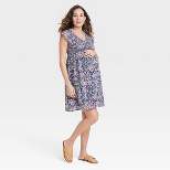 Chiffon Flutter Short Sleeve Mini Maternity Empire Waist Dress - Isabel Maternity by Ingrid & Isabel™ Floral