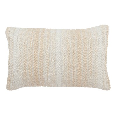 13"x21" Oversize Austrel Indoor/Outdoor Poly Filled Ombre Lumbar Throw Pillow Cream/White - Jaipur Living