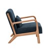 Wood Frame Lounge Chair with Corduroy Upholstery, Plush Ribbed Seat and Matching Lumbar Cushion, Scandinavian Design - 4 of 4
