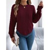 Coolmee Women's Cable Knit Sweaters Long Sleeve Crewneck Chunky Loose Fit Pullover Tops - 2 of 4
