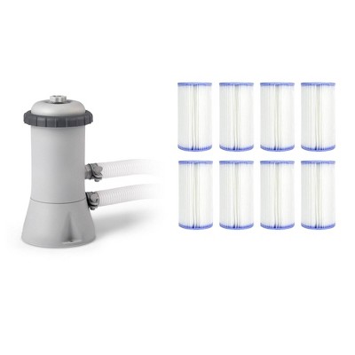 Intex Krystal Clear 530 GPH Easy Set Pool Cartridge Filter Pump + 8 Filters