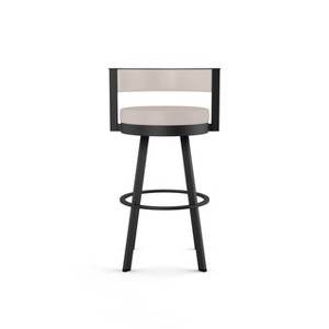 Amisco Browser Upholstered Counter Height Barstool Cream/Black: Steel Frame, Faux Leather, Fixed Height - 1 of 4
