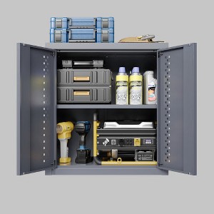 LunaLulinlk Metal garage cabinet with door, wall-mounted storage cabinet, floating tool cabinet for basements - 1 of 4