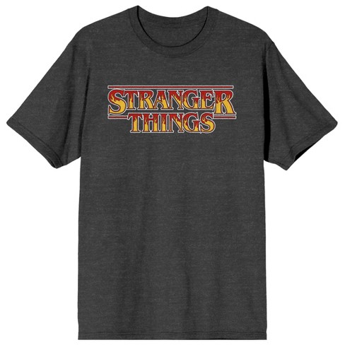 Stranger Things Season 4 Logo Men's Charcoal Heather Crew Neck Short ...