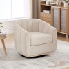 XINGHANZHENXUAN Modern Chenille Swivel Barrel Chair, Upholstered Pumpkin-Shape Armchair with Metal Base for Living Room & Office - 4 of 4