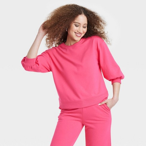 Women's French Terry Sweatshirt - A New Day™ Pink XL