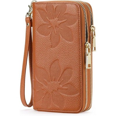 Luupatchy Plum Blossom Women's Wallet, with RFID Blocking Wristlet Leather