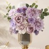 BRINJOY Artificial Purple Flower Set - 18-Piece Silk Floral Arrangement with Dahlias, Roses, and Greenery for DIY Weddings & Home Decor - 3 of 4