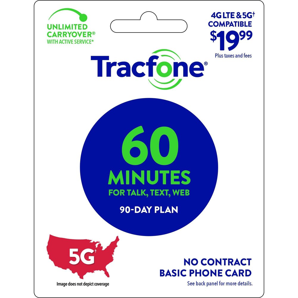 Photos - Gift Card & Voucher Tracfone $19.99 60 Minutes Prepaid Card (Email Delivery)