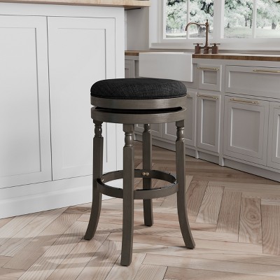 FURNIinspire Counter And Bar Stools Counter Stool Bar Chair, Fixed Height Armless Kitchen Stool, Fabric Seat, Gray, 21"*21"*30"