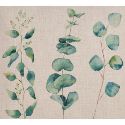 Eucalyptus Print Square Throw Pillow in Natural Tones