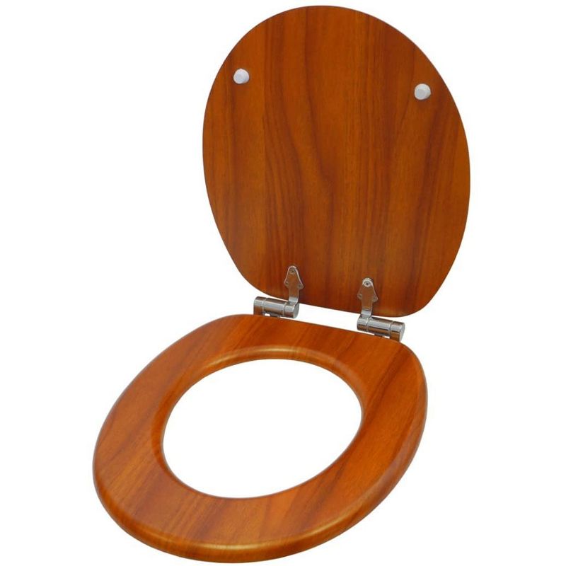 Sanilo Round Molded Wood Toilet Seat with No Slam, Slow, Soft Close Lid, Stainless Steel Hinges, Unique Fun Decorative Design, Vintage Wood Grain, 3 of 7