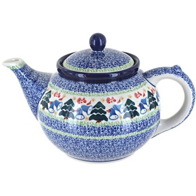 Blue Rose Polish Pottery Winter Bells Medium Teapot