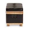 Gendry Faux Leather Upholstered and Wood Large Storage Ottoman Dark Brown/Oak Brown - Baxton Studio - 3 of 4
