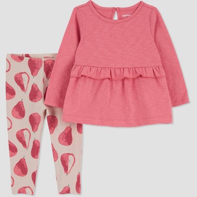 Carter's Just One You® Baby Girls' Pears Top & Bottom Set - Orange 3M