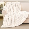 Attop Faux Rabbit Fur Throw Blanket for Couch, Fluffy Warm Plush Thick Bubble Blanket for Bed Sofa Living Room - 2 of 4