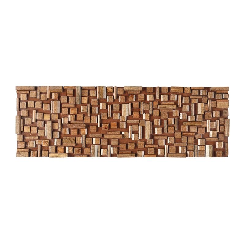 Mango Wood Abstract Handmade Geometric Block Panel Wall Decor Brown - Olivia & May, 1 of 7