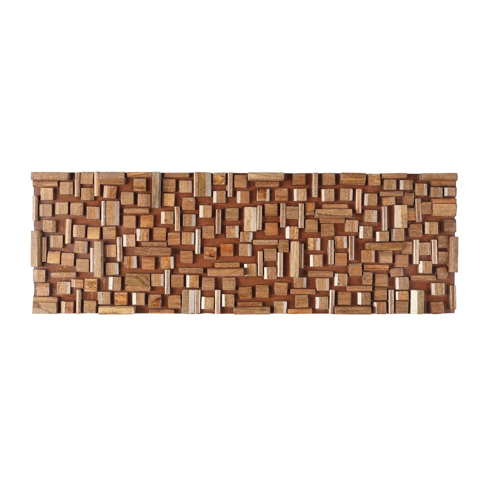 Photos - Wallpaper 12"x36" Mango Wood Abstract Handmade Geometric Block Panel Wall Decor Brow