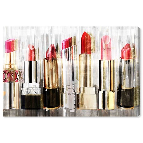 10 X 15 My Lipstick Collection Fashion And Glam Unframed Canvas Wall Art In Gold Oliver Gal Target