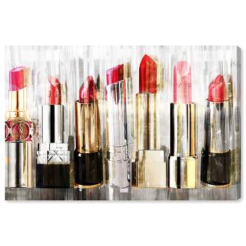 10" x 15" My Lipstick Collection Fashion and Glam Unframed Canvas Wall Art in Gold - Oliver Gal