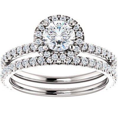 Pompeii3 1 1/10ct Diamond Engagement Wedding Ring Solitaire Set 14k White Gold Size 4