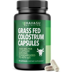 Grass Fed Colostrum Capsules, 1000mg Bovine Colostrum per Serving with 40% IgG Supplement for Immune and Gut Health, Havasu Nutrition, 90ct - 1 of 4