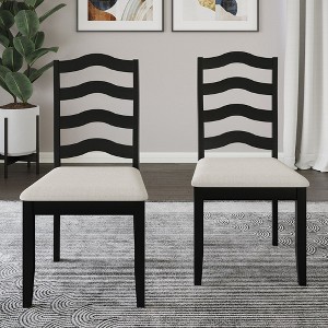 ChaletPosh Wooden Dining Chair With Warm Grey Cover (Set of 2) - 1 of 4