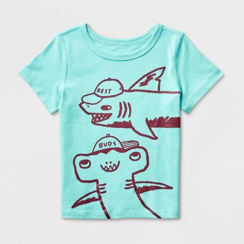 Toddler Girls' Adaptive Sharks Short Sleeve T-shirt - Cat & Jack™ Light  Turquoise Blue 4t : Target