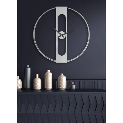 22" Silver Metal Numberless Modern Wall Clock