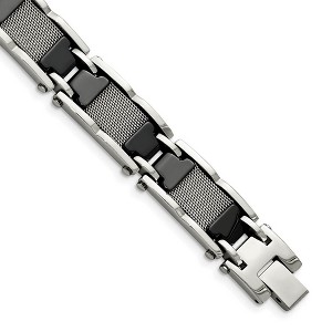 Black Bow Jewelry Mens 13mm Stainless Steel Black Ceramic & Mesh Link Bracelet, 8.25 In - 1 of 4
