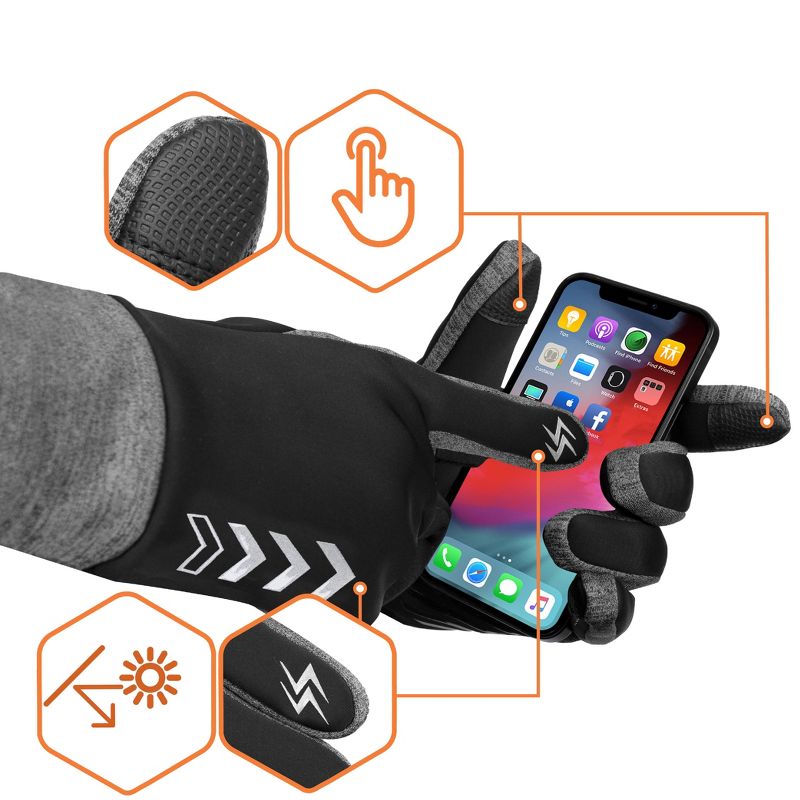 SUN CUBE Winter Gloves Men Women, Touch Screen Thermal Fingertips, Cold Wind Resistant Running Cycling Hiking Driving, 2 of 8