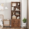 Industrial Large Bookcase, 71.4" Tall Bookcase with Doors, Freestanding Farmhouse Bookshelf with Storage Shelves, Home Storage Furniture - 4 of 4